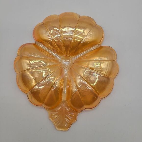 1950's Marigold Iridised 3 Part Clover Jeanette Doric‎ Candy Dish - Picture 4 of 6
